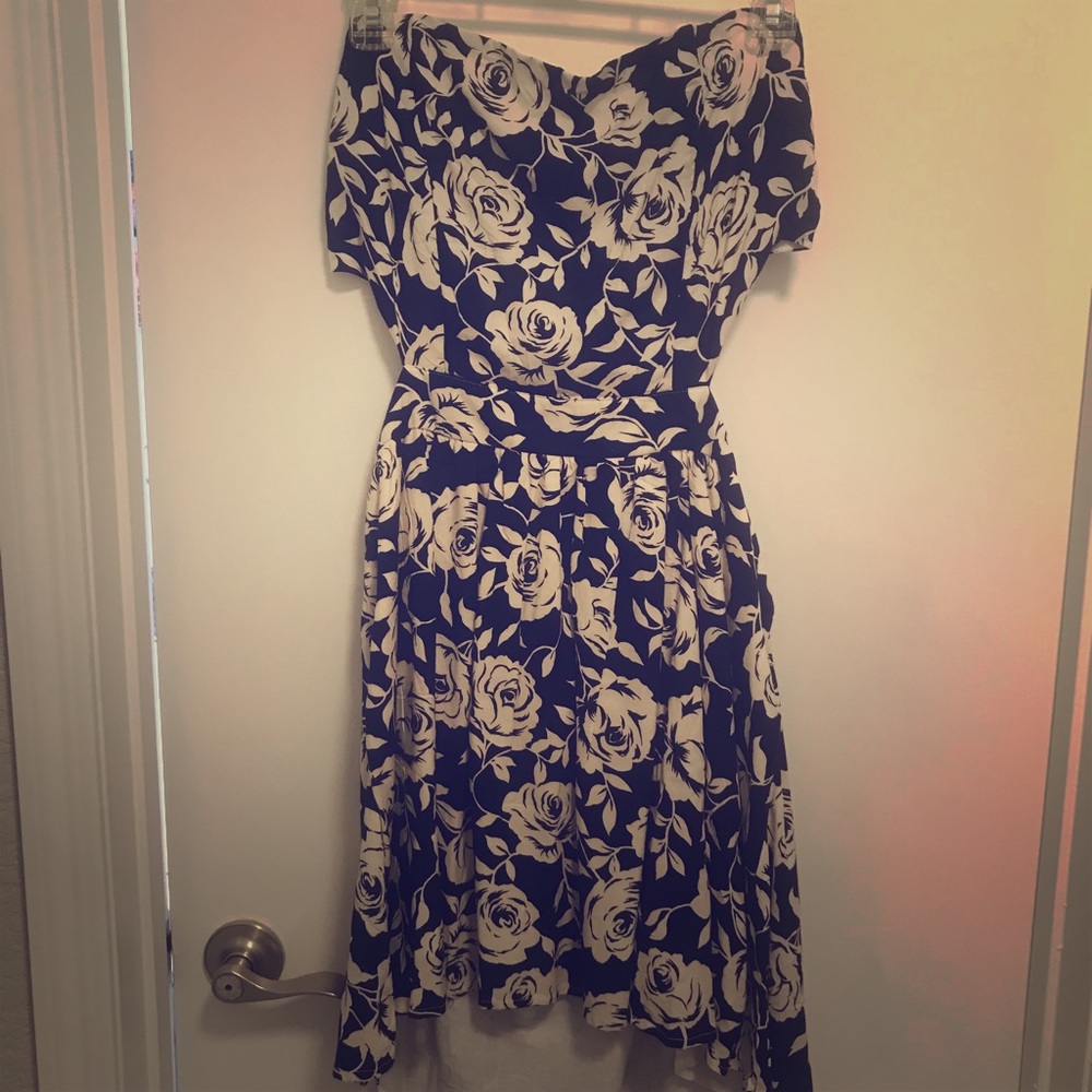 Strapless floral tie dress